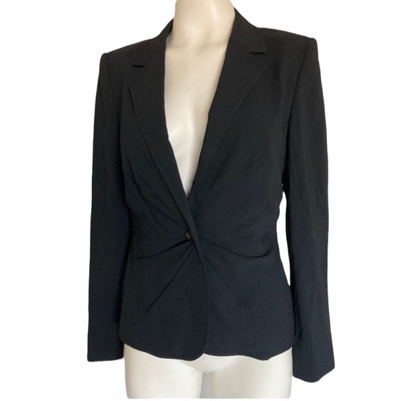 Escada Black Ruched Front Blazer Jacket Sz 38 - Picture 2 of 10